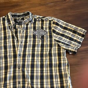 Genuine Harley Davidson Black and Yellow Button Down Shirt XXL